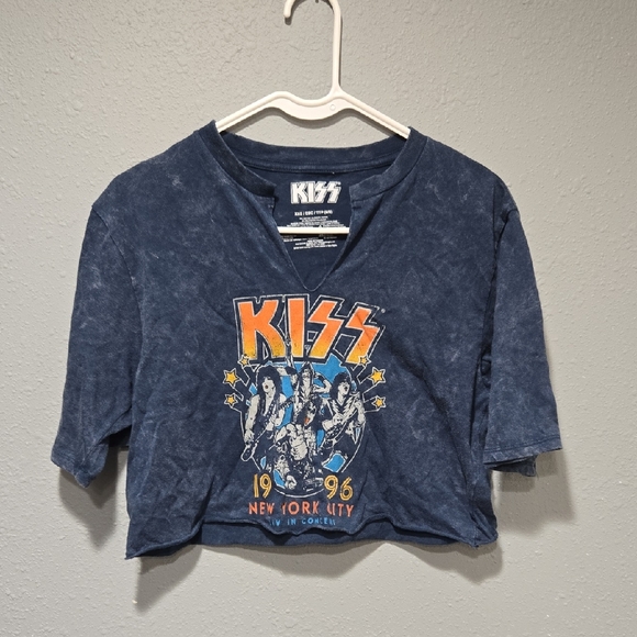 Kiss Kizz Navy Blue Crop Top - Picture 1 of 5